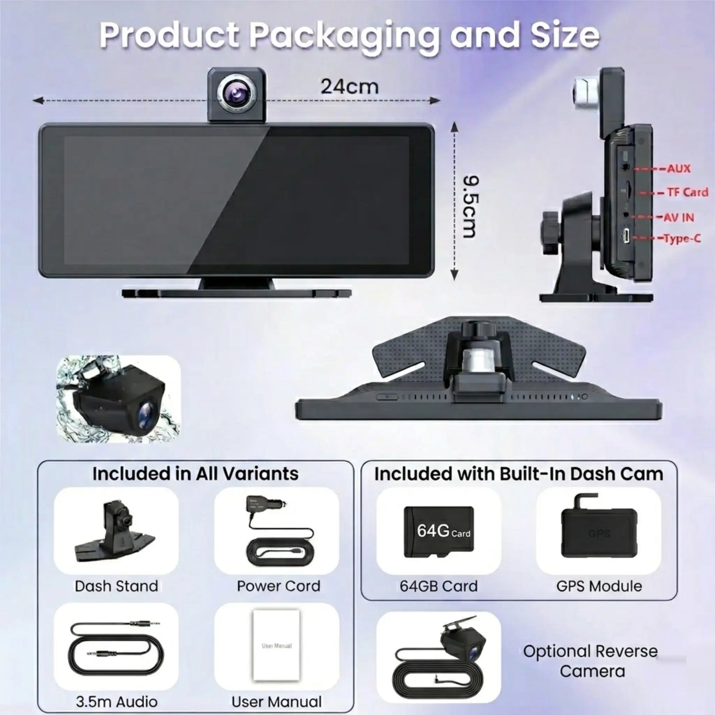 RoadPilot™ 10.26" Smart Car Display with 4K Front Dash Cam & Reverse Cam Verono