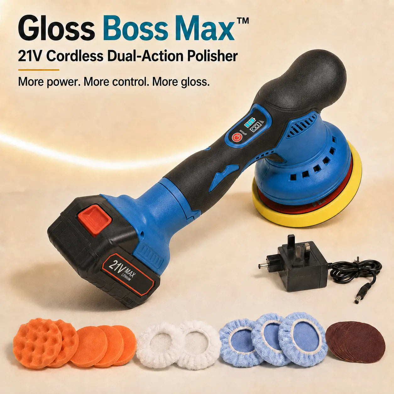 Gloss Boss Max™ 21V Cordless Dual-Action Polisher Kit Verono