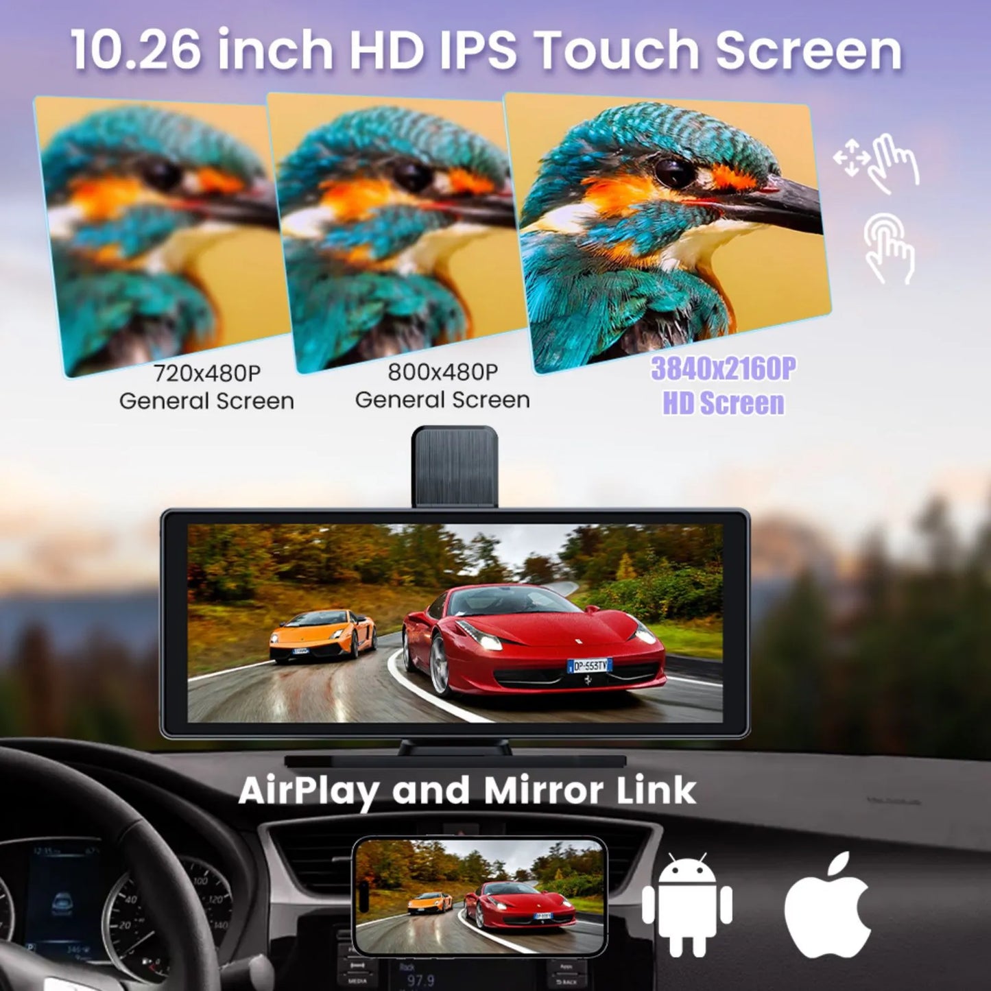 RoadPilot™ 10.26" Smart Car Display with 4K Front Dash & Reverse Cam