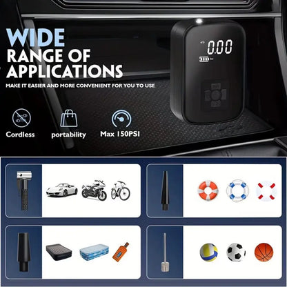 PortaPump™ - Cordless Digital Tyre Inflator with Auto-Stop PSI Control Verono