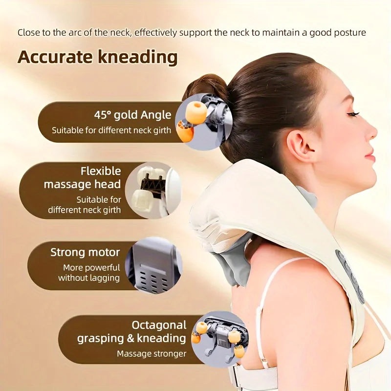 Electric Neck Shoulder Massager Wireless Trapezius Muscles Back Massage Pillow Cervical Back Massage Shawl for Parents Gifts