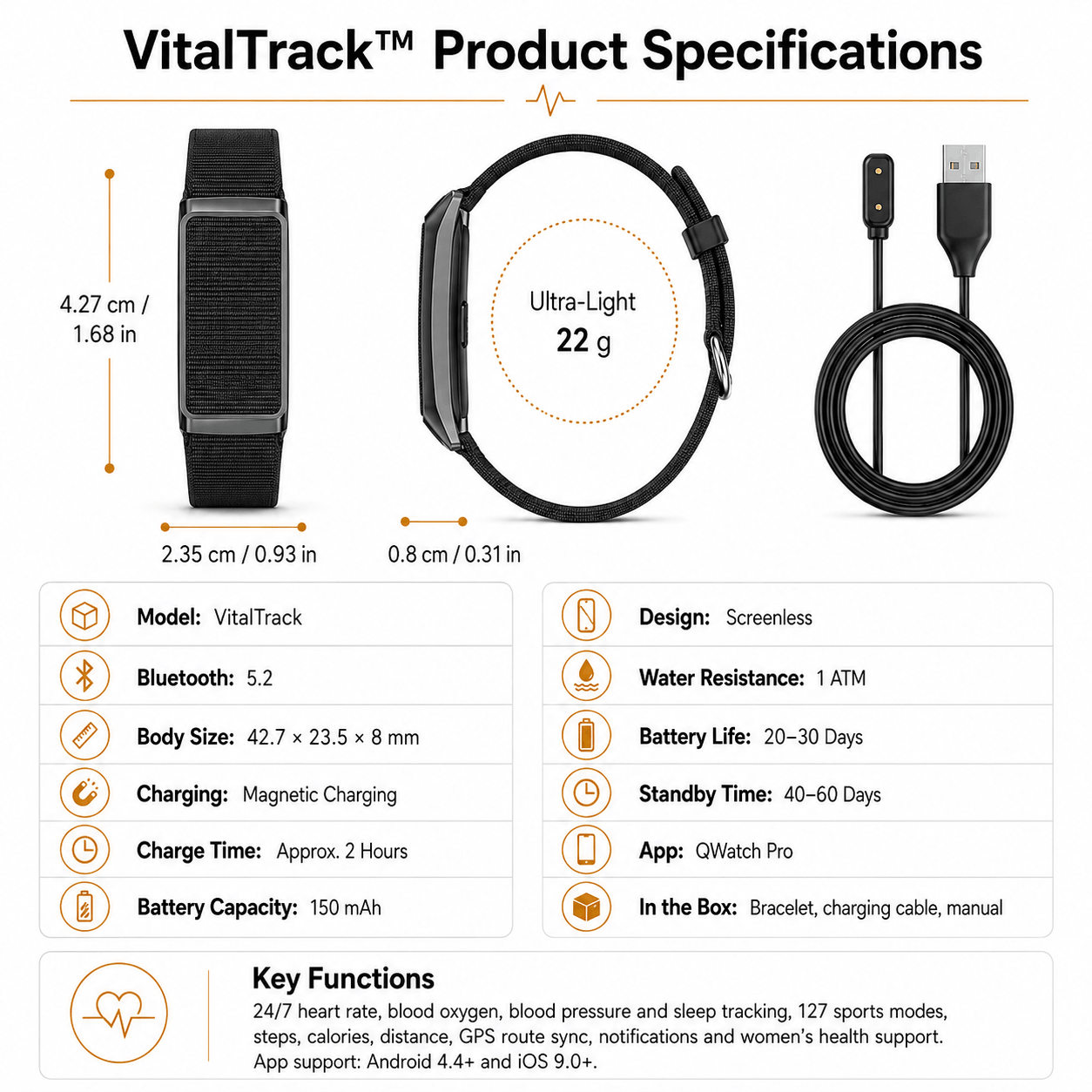 VitalTrack™ Screenless Wellness Band