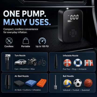 PortaPump™ - Cordless Digital Tyre Inflator with Auto-Stop PSI Control Verono
