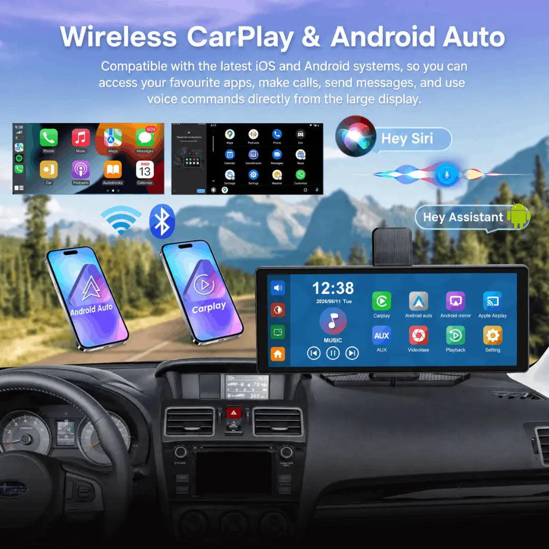 RoadPilot™ 10.26" Smart Car Display with 4K Front Dash Cam & Reverse Cam Verono