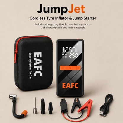 JumpJet™ EAFC 4-in-1 Car Jump Starter, Tyre Inflator, Power Bank & SOS Torch Verono
