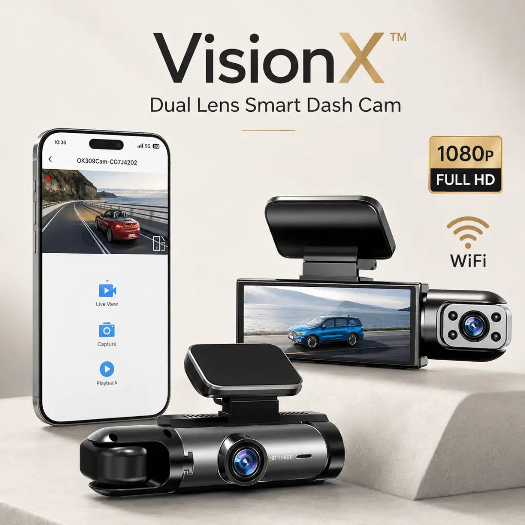 VisionX™ Dual Lens Smart Dash Cam Verono