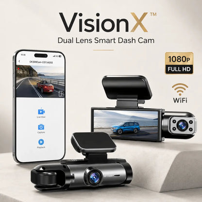 VisionX™ Dual Lens Smart Dash Cam Verono