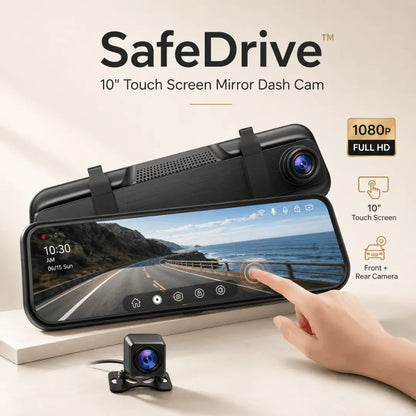 TOTNG SafeDrive™ 10" Touch Screen Mirror Dash Cam (Optional Rear Camera) Verono