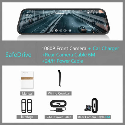 TOTNG SafeDrive™ 10" Touch Screen Mirror Dash Cam (Optional Rear Camera) Verono