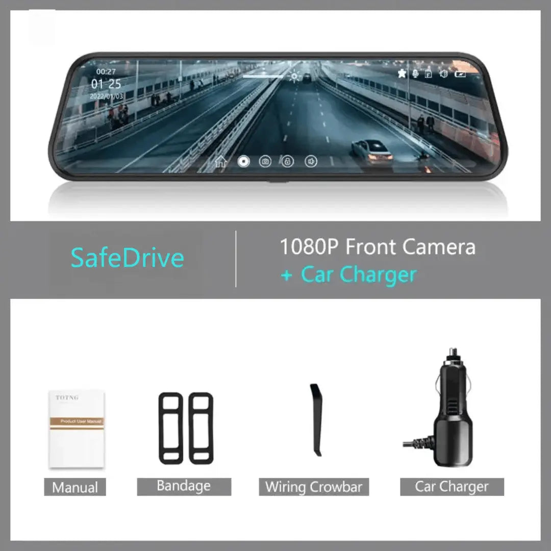 TOTNG SafeDrive™ 10" Touch Screen Mirror Dash Cam (Optional Rear Camera) Verono