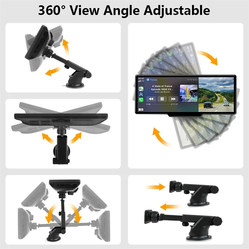 Jansite™ 10.26″ Smart Car Display with 4K Front & Rear Recording