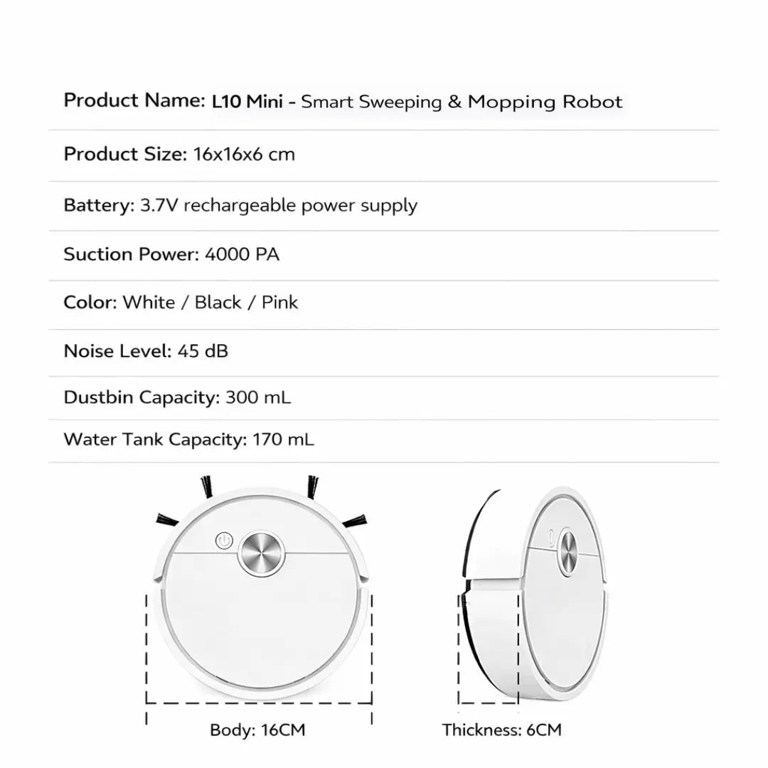 L10 Mini™ - Smart Sweeping & Mopping Robot Vacuum Verono