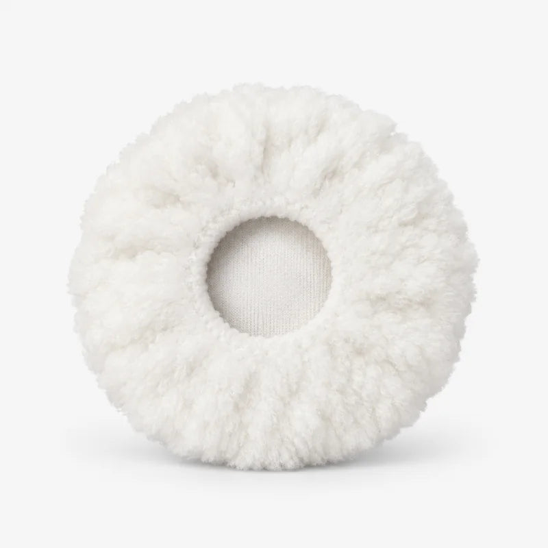 White fluffy wool bonnet with a small central opening from the original Gloss Boss kit.